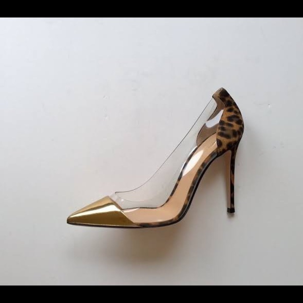 Gianvitto Rossi gold plexi pumps heel